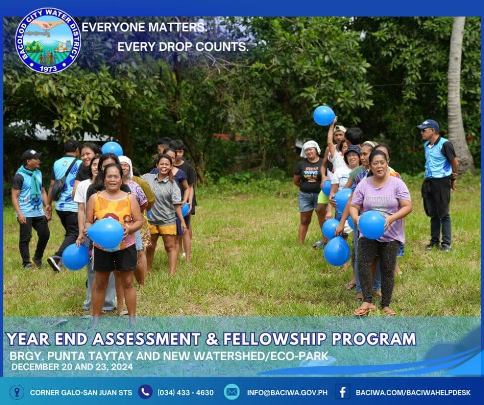 In the holiday season, the Bacolod City Water District celebrated the close of 2024 with meaningful and festive activities in Brgy. Punta Taytay and the New Eco-Park at Brgy. Alangilan, bringing together families and community partners.