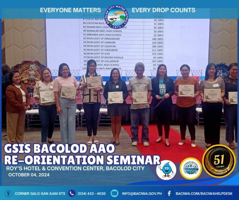 BACIWA Received Certificate of Recognition from GSIS.