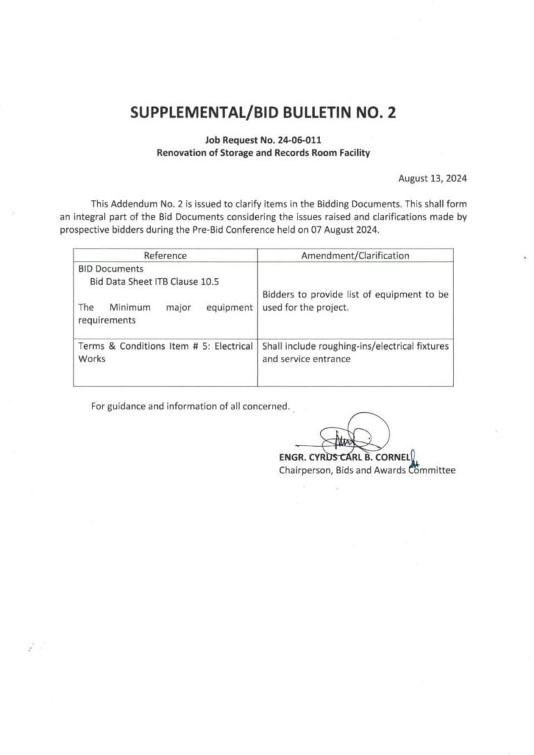 Supplemental/BID BULLETIN NO. 2